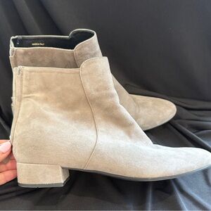 PRADA Elegant Suede Ankle Boots - Tan/Grey